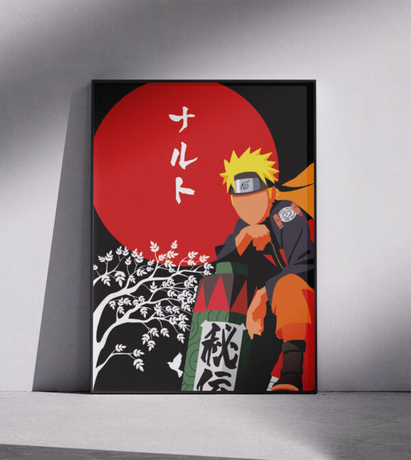 poster Naruto con sole rosso minimal giapponese